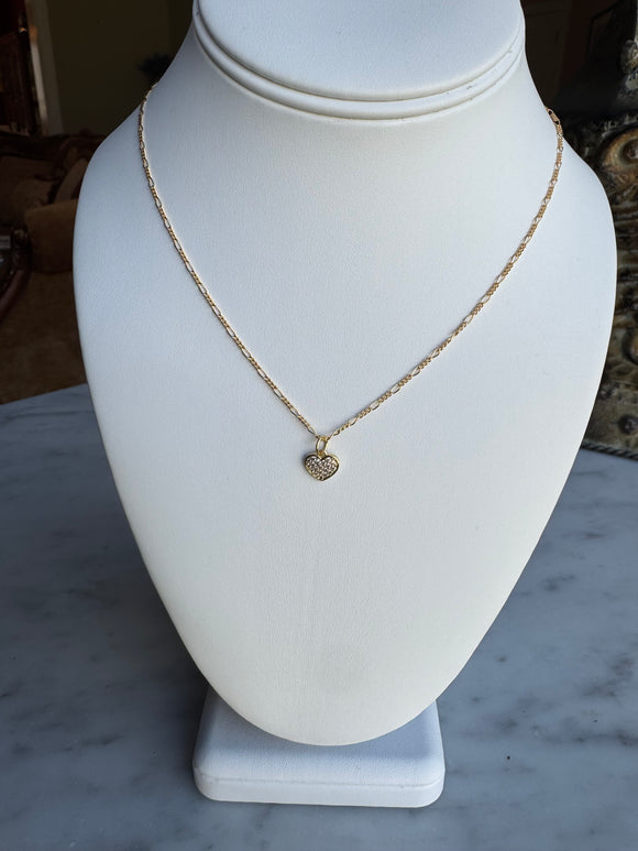 Gold-filled brass CZ Heart on 12kt gold-filled chain.