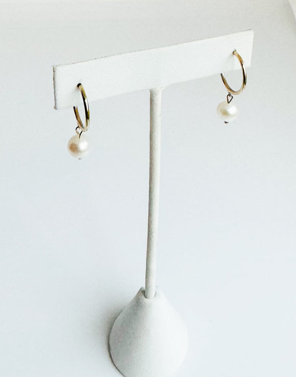 14kt Gold-filled Hoops with Freshwater Pearls.