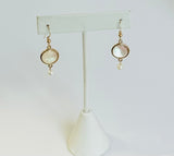 Mother of Pearl Earrings with freshwater pearl accents on 14kt gold filled ear wire.