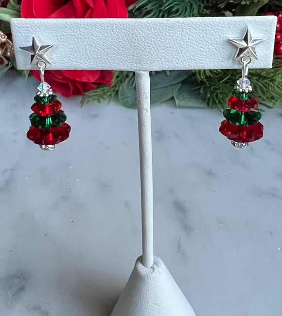 Sterling Silver Christmas Tree Earrings