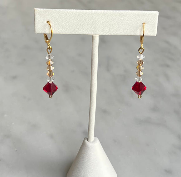 Siam Red & Gold Crystal Earrings