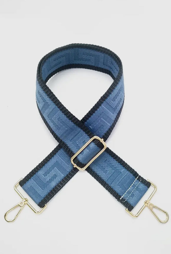 Bag Strap - Geometric Pattern, Blue