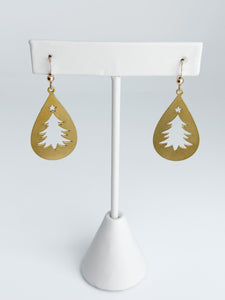 Brass tree earrings on 14kt gold-filled ear wire.