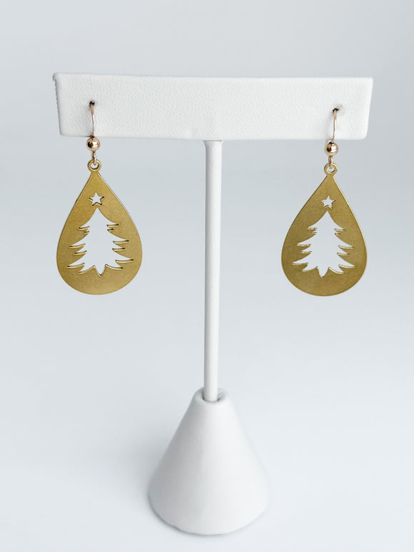 Brass tree earrings on 14kt gold-filled ear wire.