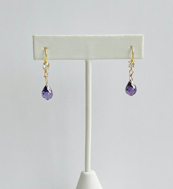 Cubic Zirconia Amethyst Earrings