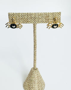 Dainty Black Spider Earrings