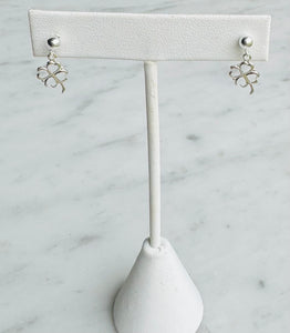 Sterling Silver Dainty Four Leaf Clover Earrings