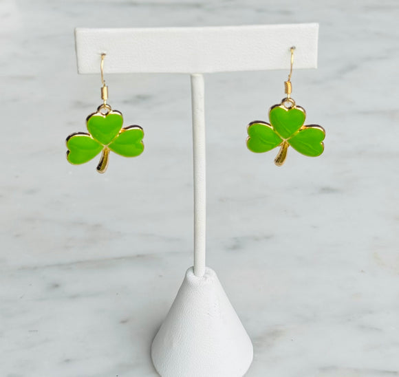 Large Shamrock Earrings - Light Green