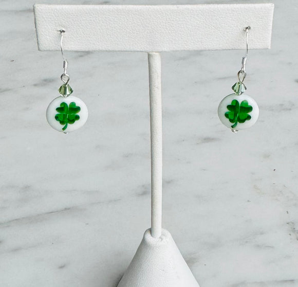 Shamrock Earrings with Crystal