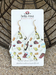 Wine Themed Faux Leather Earrings