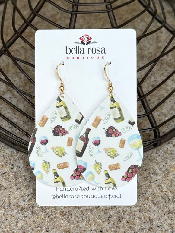Wine Themed Faux Leather Earrings