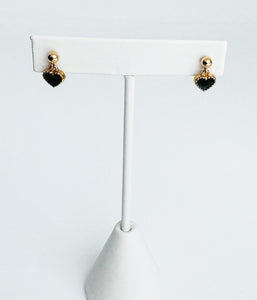 Dainty Heart Earrings - black