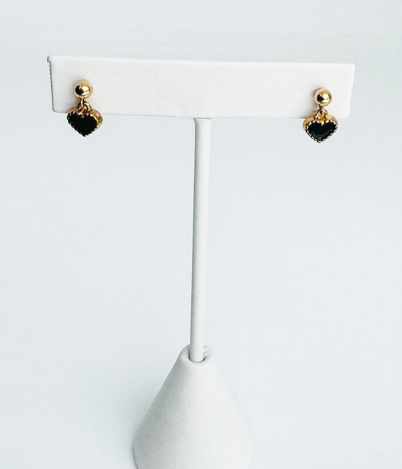 Dainty Heart Earrings - black