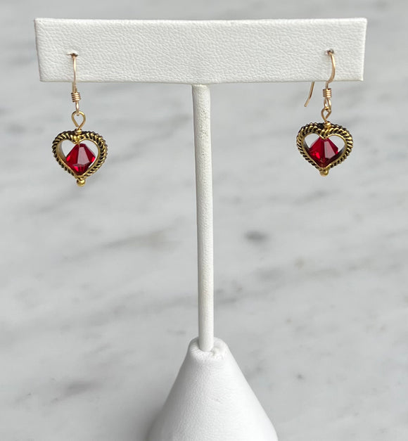 Rustic heart earrings