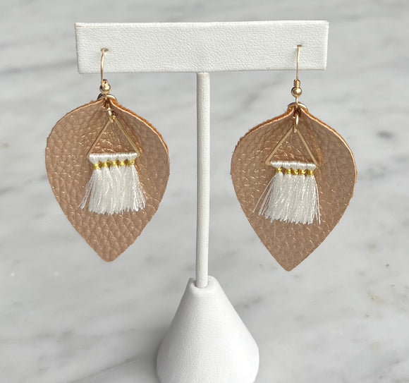 Gold Faux Leather Earrings