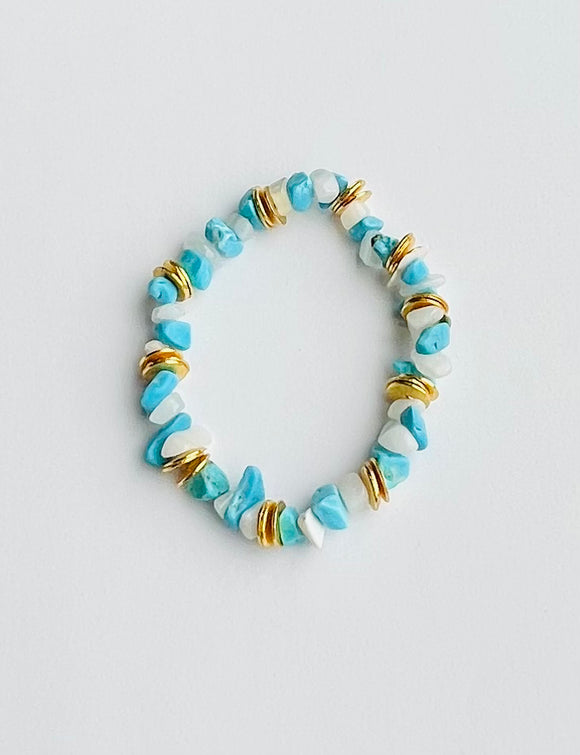 Turquoise and white with gold bracelet