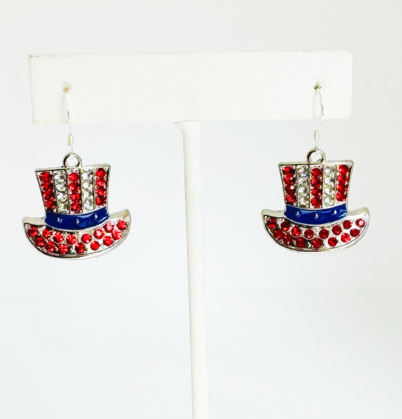 Uncle Sam Earrings on Sterling Silver ear wire.