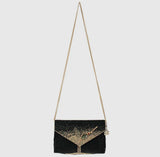 Olive You Beaded Martini Glass Clutch with a Natural Labradorite Gemstone.