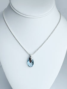 Aquamarine Crystal pendant Sterling Silver Necklace