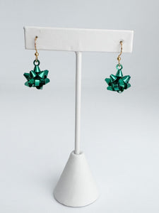 Christmas Bow Earrings - Green