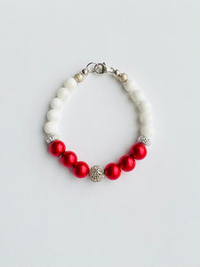 Red white silver bracelet