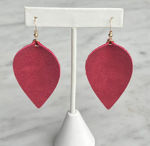 Maroon Faux Leather Earrings