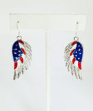 Patriotic Eagle Wing Earrings on Sterling Silver ear wire.