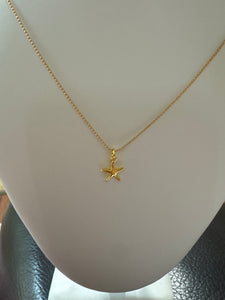 Gold-plated Starfish on 18” 14kt gold-filled chain necklace.