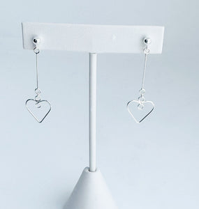 Sterling silver dangle heart earrings