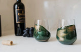 Set of 2 Resin Accented Wine Glasses - Jade