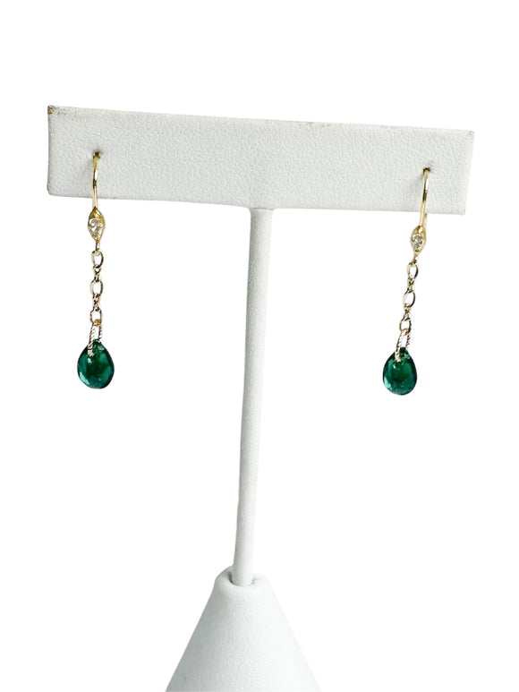 Australian Emerald Crystal on gold-filled cz ear wire and 14kt gold-filled chain and accents.