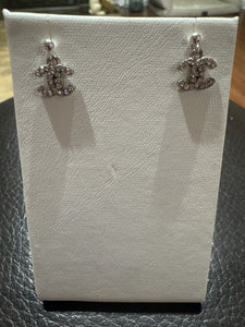 Repurposed Chanel Silver Rhinestone Earrings on sterling silver posts.