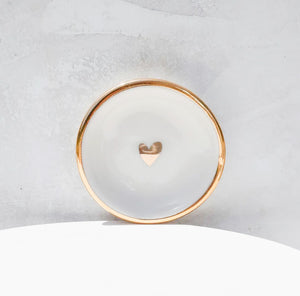 Ring Dish with Heart- White