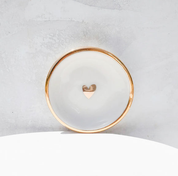 Ring Dish with Heart- White