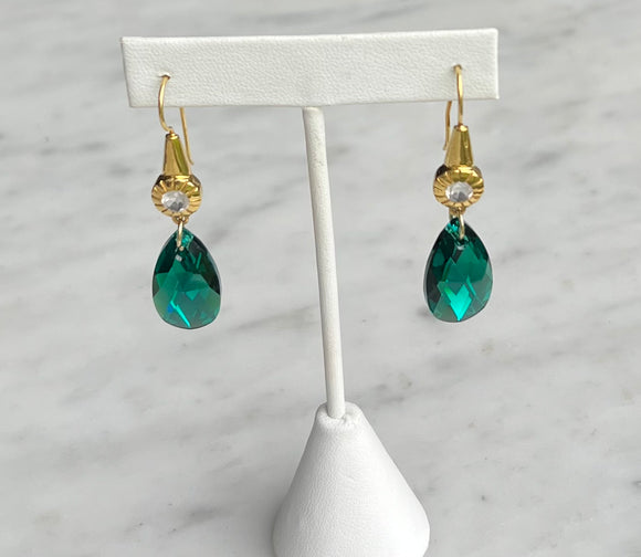 Emerald and Gold Earrings