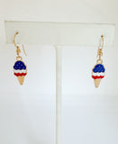 Red White & Blue Ice Cream Cone Earrings on 14kt gold-filled ear wire.