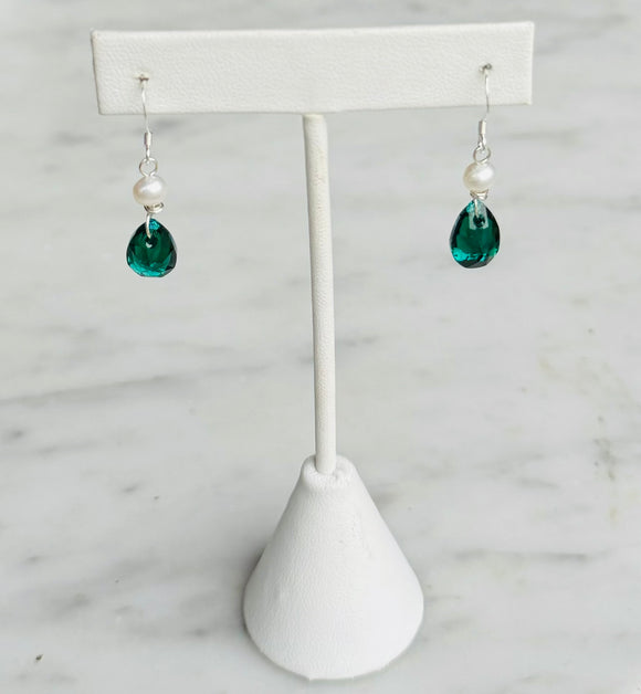 Emerald and Pearl Earrings