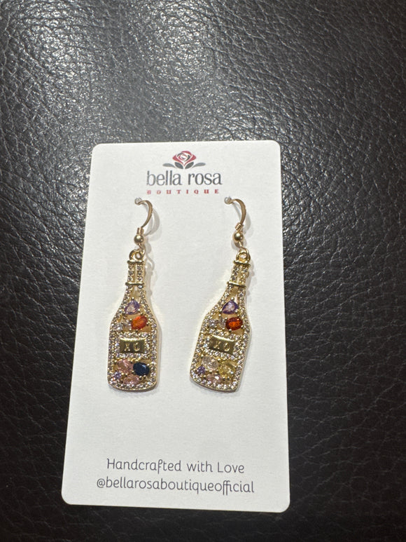 Champagne Bottle CZ Earrings