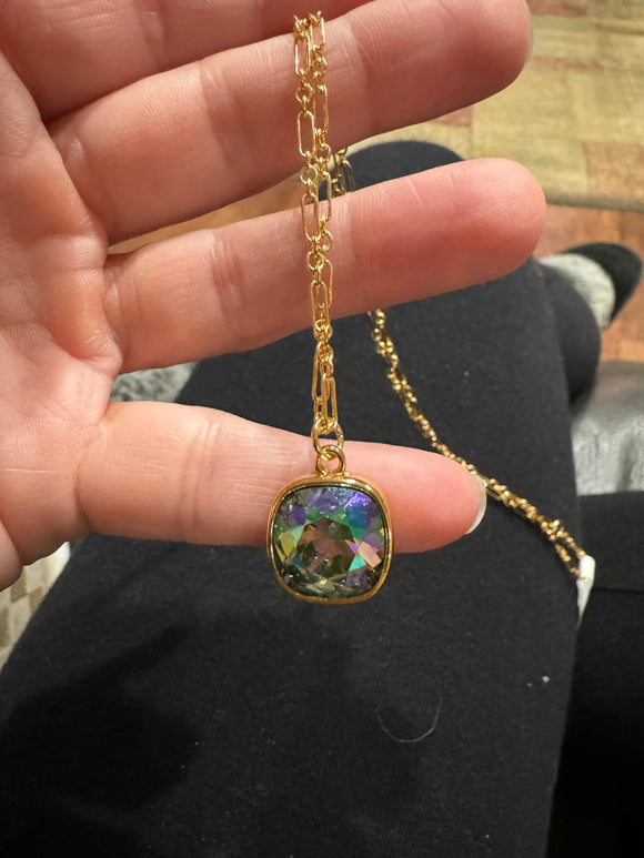 tropical paradise crystal with gold filled chain