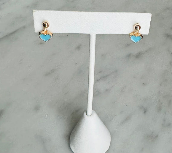 Dainty Heart Earrings - aqua