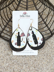 Wine Themed Silhouette Wine Bottle Earrings