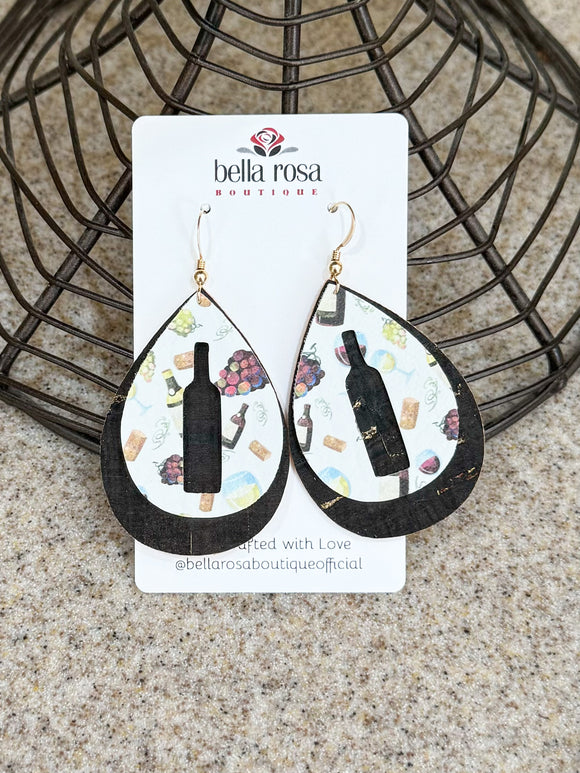 Wine Themed Silhouette Wine Bottle Earrings