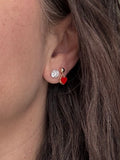 Dainty Heart Earrings- red
