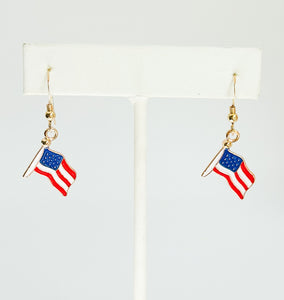 American Flag Pole Earrings on 14kt gold-filled ear wire.