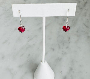Dainty Red Crystal Heart Earrings