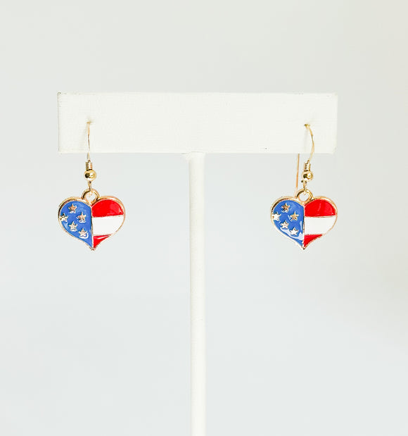 Heart Flag Earrings on 14kt gold-filled ear wire.