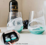 Set of 2 Resin Accented Wine Glasses - Caribbean Blue