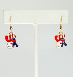 USA Earrings on 14kt gold-filled ear wire.