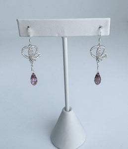Sterling Silver butterfly earrings with pink Australian crystals
