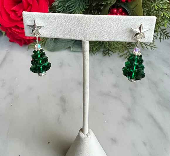 Starling Silver Green Tree Earrings